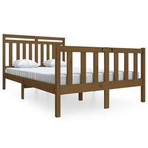 vidaXL Massivholzbett Honigbraun 135x190 cm 4FT6 Double 