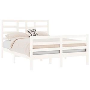 vidaXL Bedframe massief hout wit 140x190 cm