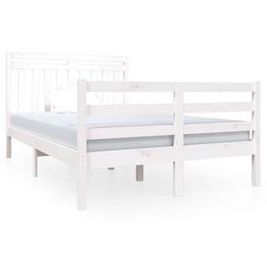 vidaXL Bedframe massief hout wit 120x190 cm 4FT Small Double