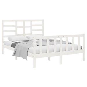 vidaXL Massivholzbett Weiß 135x190 cm 4FT6 Double 