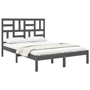 vidaXL Massivholzbett Grau 150x200 cm 5FT King Size 