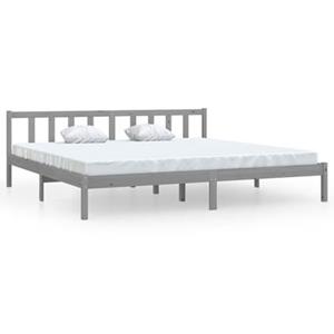 VidaXL Bedframe massief grenenhout grijs 200x200 cm