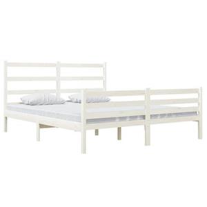 vidaXL Bedframe massief grenenhout wit 140x190 cm