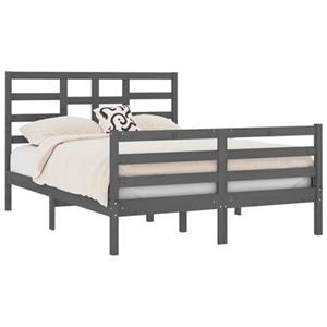 vidaXL Massivholzbett Grau 135x190 cm 4FT6 Double 