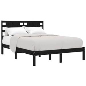 VidaXL Bedframe massief grenenhout zwart 140x200 cm