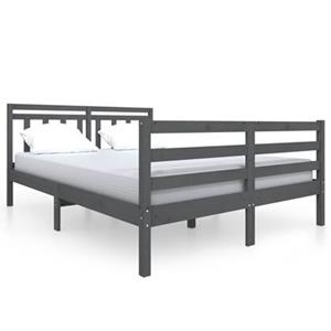 vidaXL Massivholzbett Grau 140x190 cm 
