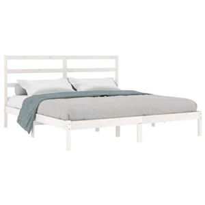 VidaXL Bedframe massief hout wit 180x200 cm 6FT Super King