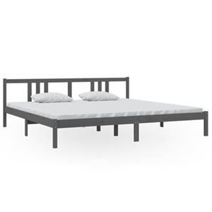 VidaXL Bedframe massief hout grijs 200x200 cm