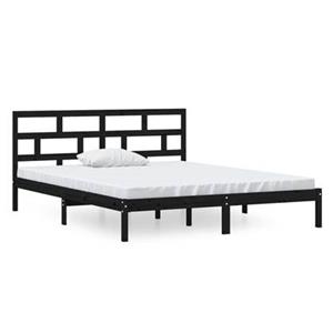 VidaXL Bedframe massief hout zwart 120x190 cm 4FT Small Double