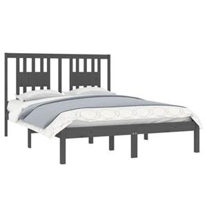 VidaXL Bedframe massief grenenhout grijs 140x190 cm