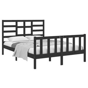 VidaXL Bedframe massief hout zwart 135x190 cm 4FT6 Double
