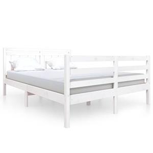 vidaXL Bedframe massief hout wit 140x190 cm