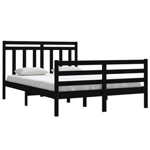 VidaXL Bedframe massief hout zwart 140x200 cm