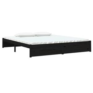 VidaXL Bedframe massief hout zwart 180x200 cm 6FT Super King