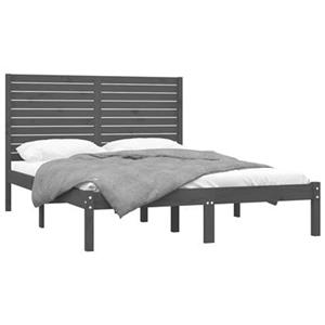 vidaXL Massivholzbett Grau 120x200 cm 