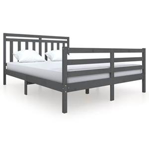 vidaXL Massivholzbett Grau 150x200 cm 5FT King Size 