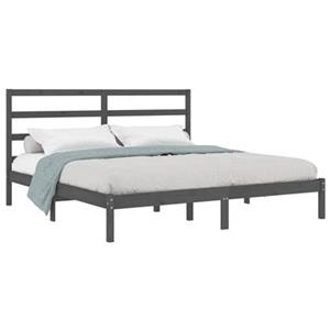 VidaXL Bedframe massief grenenhout grijs 200x200 cm