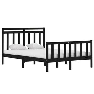 VidaXL Bedframe massief hout zwart 140x190 cm