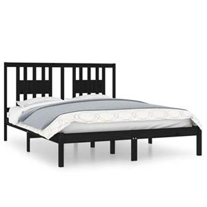 VidaXL Bedframe massief hout zwart 150x200 cm 5FT King Size
