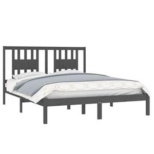 VidaXL Bedframe massief hout grijs 150x200 cm 5FT King Size