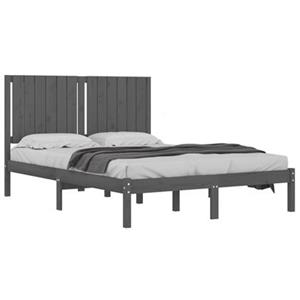VidaXL Bedframe massief grenenhout grijs 140x190 cm