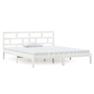 VidaXL Bedframe massief hout wit 135x190 cm 4FT6 Double