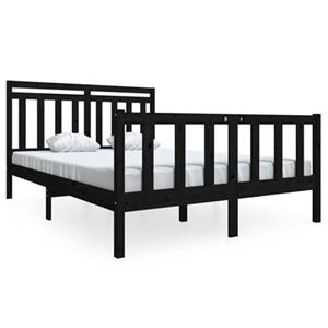 VidaXL Bedframe massief hout zwart 140x190 cm