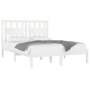 VidaXL Bedframe massief grenenhout wit 160x200 cm