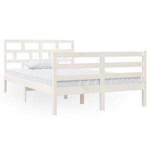 vidaXL Bedframe massief hout wit 120x190 cm 4FT Small Double