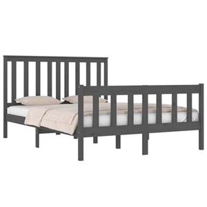 vidaXL Massivholzbett Grau Kiefer 140x190 cm 