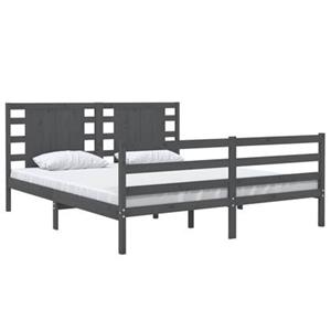 Vidaxl Massivholzbett Grau Kiefer 140x190 Cm