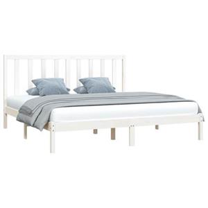 VidaXL Bedframe massief grenenhout wit 200x200 cm