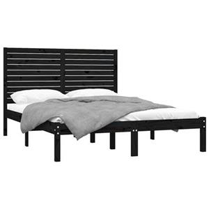 vidaXL Massivholzbett Schwarz 140x200 cm 