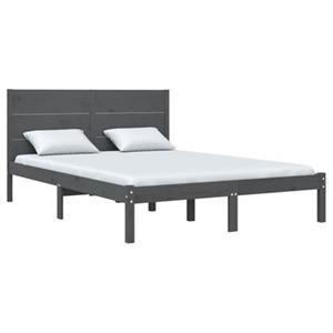 VidaXL Bedframe massief grenenhout grijs 140x190 cm