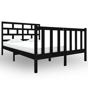 VidaXL Bedframe massief grenenhout zwart 120x190 cm 4FT Small Double