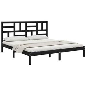 VidaXL Bedframe massief hout zwart 200x200 cm