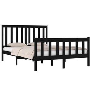 VidaXL Bedframe massief grenenhout zwart 140x190 cm