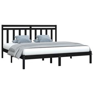 vidaXL Massivholzbett Schwarz 180x200 cm 6FT Super King 
