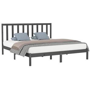 VidaXL Bedframe massief hout grijs 200x200 cm