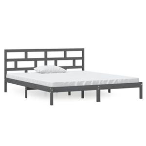 VidaXL Bedframe massief hout grijs 135x190 cm 4FT6 Double