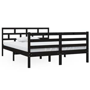 vidaXL Bedframe massief grenenhout zwart 140x190 cm