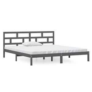 VidaXL Bedframe massief grenenhout grijs 140x190 cm