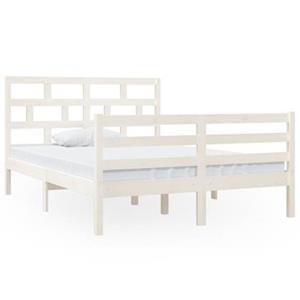 VidaXL Bedframe massief hout wit 135x190 cm 4FT6 Double