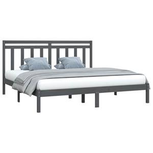 VidaXL Bedframe massief hout grijs 200x200 cm