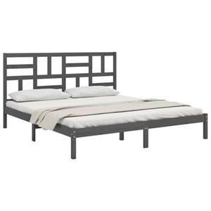 VidaXL Bedframe massief hout grijs 200x200 cm