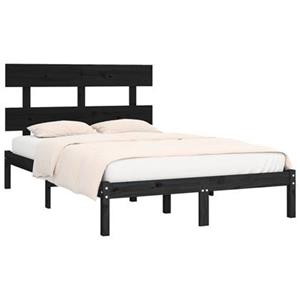 VidaXL Bedframe massief hout zwart 200x200 cm