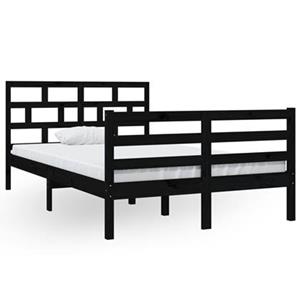 VidaXL Bedframe massief grenenhout zwart 120x200 cm