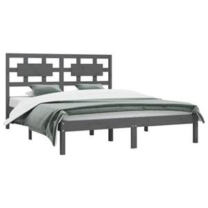 vidaXL Massivholzbett Grau Kiefer 180x200 cm 6FT Super King 