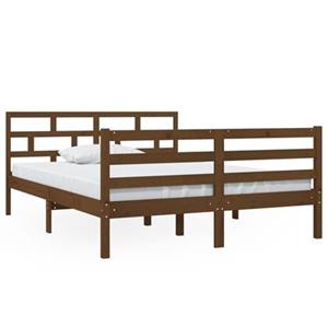 VidaXL Bedframe massief grenenhout honingbruin 140x190 cm