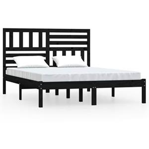 VidaXL Bedframe massief grenenhout zwart 140x190 cm